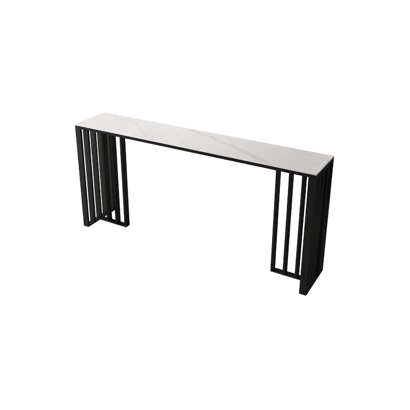 Double Pedestal Rectangle Hall/Pub Table Stone Modern Counter Height Table White Without Chairs Clearhalo 'Bar Furniture' 'Bar Tables' 'bar_tables' 'furn' 'furn_bar_tables' 'Furniture' 'furniture_bar_tables' 'Kitchen & Dining Furniture' 'kitchen&dining_furn' 'kitchen' 4345245