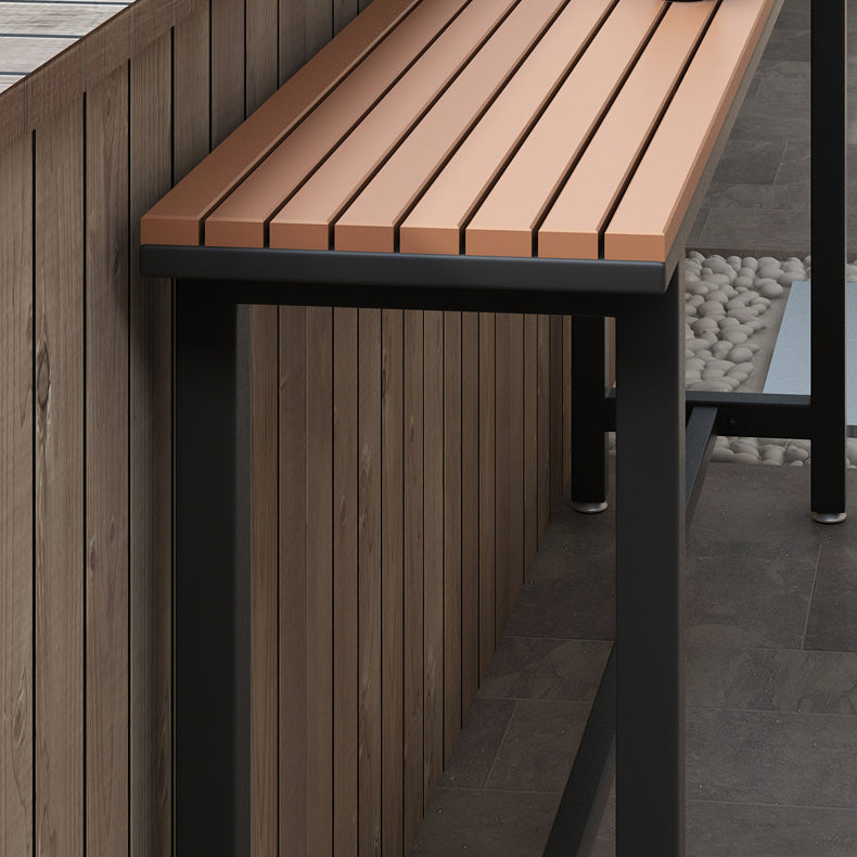 Modern Rectangle Outdoor Patio Bar Table Wood Natural Bistro Bar Height Cocktail Table Clearhalo 'Bar Furniture' 'Bar Tables' 'bar_tables' 'furn' 'furn_bar_tables' 'Furniture' 'furniture_bar_tables' 'Kitchen & Dining Furniture' 4345263