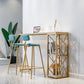 Modern Stone Double Pedestal Cocktail Bar Table Rectangle Storage Bistro Bar Desk 86.6"L x 15.7"W x 41.3"H Gold Without Chairs Clearhalo 'Bar Furniture' 'Bar Tables' 'bar_tables' 'furn' 'furn_bar_tables' 'Furniture' 'furniture_bar_tables' 'Kitchen & Dining Furniture' 'kitchen&dining_furn' 'kitchen' 4345277