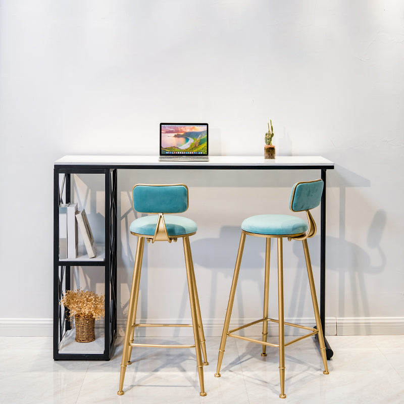 Modern Stone Double Pedestal Cocktail Bar Table Rectangle Storage Bistro Bar Desk Clearhalo 'Bar Furniture' 'Bar Tables' 'bar_tables' 'furn' 'furn_bar_tables' 'Furniture' 'furniture_bar_tables' 'Kitchen & Dining Furniture' 'kitchen&dining_furn' 'kitchen' 4345283