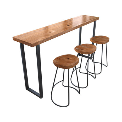 Modern Solid Wood Pub/Bar Table Sled Natural Balcony Bar Dining Table, Only Table Without Chairs Clearhalo 'Bar Furniture' 'Bar Tables' 'bar_tables' 'furn' 'furn_bar_tables' 'Furniture' 'furniture_bar_tables' 'Kitchen & Dining Furniture' 4345324