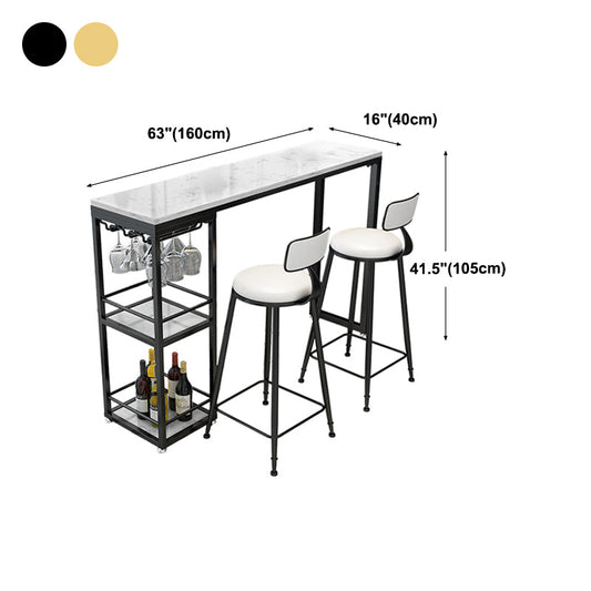 Marble Rectangle Modern Pub Bar Table Storage Double Pedestal Bar Height Table, Only Table Clearhalo 'Bar Furniture' 'Bar Tables' 'bar_tables' 'furn' 'furn_bar_tables' 'Furniture' 'furniture_bar_tables' 'Kitchen & Dining Furniture' 'kitchen&dining_furn' 'kitchen' 4345371