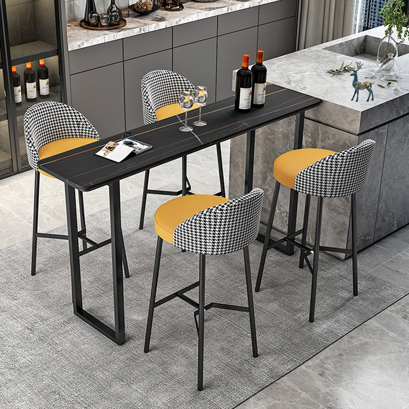 Sled Rectangle Stone Bar Stool Table Modern Indoor Fixed Table Patio Bar Table Black Without Chairs Clearhalo 'Bar Furniture' 'Bar Tables' 'bar_tables' 'furn' 'furn_bar_tables' 'Furniture' 'furniture_bar_tables' 'Kitchen & Dining Furniture' 'kitchen&dining_furn' 'kitchen' 4345377