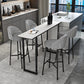 Sled Rectangle Stone Bar Stool Table Modern Indoor Fixed Table Patio Bar Table 70.9"L x 15.7"W x 41.3"H White Without Chairs Clearhalo 'Bar Furniture' 'Bar Tables' 'bar_tables' 'furn' 'furn_bar_tables' 'Furniture' 'furniture_bar_tables' 'Kitchen & Dining Furniture' 'kitchen&dining_furn' 'kitchen' 4345379