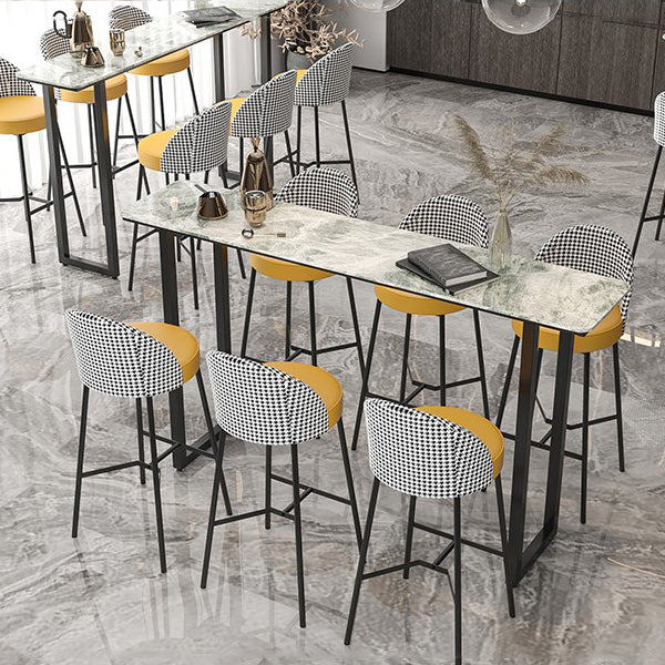 Sled Rectangle Stone Bar Stool Table Modern Indoor Fixed Table Patio Bar Table 70.9"L x 15.7"W x 41.3"H Grey Without Chairs Clearhalo 'Bar Furniture' 'Bar Tables' 'bar_tables' 'furn' 'furn_bar_tables' 'Furniture' 'furniture_bar_tables' 'Kitchen & Dining Furniture' 'kitchen&dining_furn' 'kitchen' 4345381