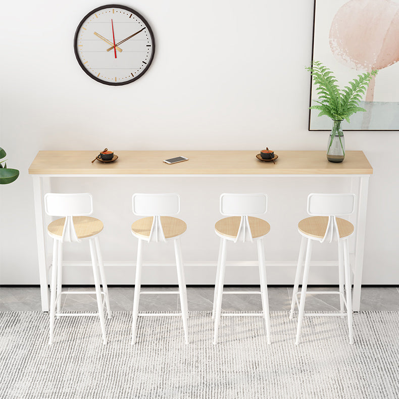 Modern Natural Bistro Bar Height Cocktail Table Rectangle Trestle Bistro Table 78.7"L x 15.7"W x 41.3"H Without Chairs Clearhalo 'Bar Furniture' 'Bar Tables' 'bar_tables' 'furn' 'furn_bar_tables' 'Furniture' 'furniture_bar_tables' 'Kitchen & Dining Furniture' 'kitchen&dining_furn' 'kitchen' 4345393