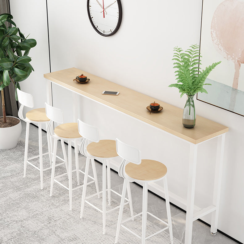 Modern Natural Bistro Bar Height Cocktail Table Rectangle Trestle Bistro Table 86.6"L x 15.7"W x 41.3"H Without Chairs Clearhalo 'Bar Furniture' 'Bar Tables' 'bar_tables' 'furn' 'furn_bar_tables' 'Furniture' 'furniture_bar_tables' 'Kitchen & Dining Furniture' 'kitchen&dining_furn' 'kitchen' 4345394