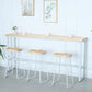 Modern Rectangle Bar Table Wood Bar Height Table with Iron Base in White, Only Table 78.7"L x 15.7"W x 41.3"H Without Chairs Clearhalo 'Bar Furniture' 'Bar Tables' 'bar_tables' 'furn' 'furn_bar_tables' 'Furniture' 'furniture_bar_tables' 'Kitchen & Dining Furniture' 'kitchen&dining_furn' 'kitchen' 4345413