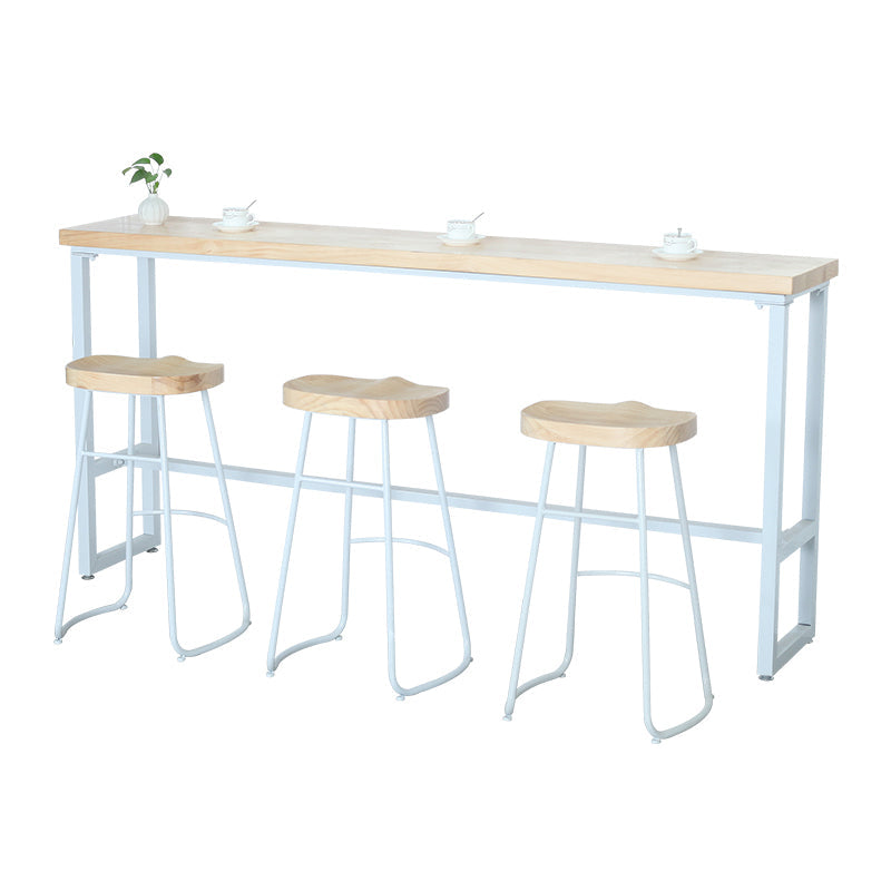 Modern Rectangle Bar Table Wood Bar Height Table with Iron Base in White, Only Table Without Chairs Clearhalo 'Bar Furniture' 'Bar Tables' 'bar_tables' 'furn' 'furn_bar_tables' 'Furniture' 'furniture_bar_tables' 'Kitchen & Dining Furniture' 'kitchen&dining_furn' 'kitchen' 4345417