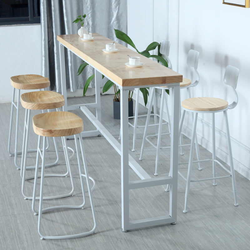 Modern Rectangle Bar Table Wood Bar Height Table with Iron Base in White, Only Table Clearhalo 'Bar Furniture' 'Bar Tables' 'bar_tables' 'furn' 'furn_bar_tables' 'Furniture' 'furniture_bar_tables' 'Kitchen & Dining Furniture' 'kitchen&dining_furn' 'kitchen' 4345420