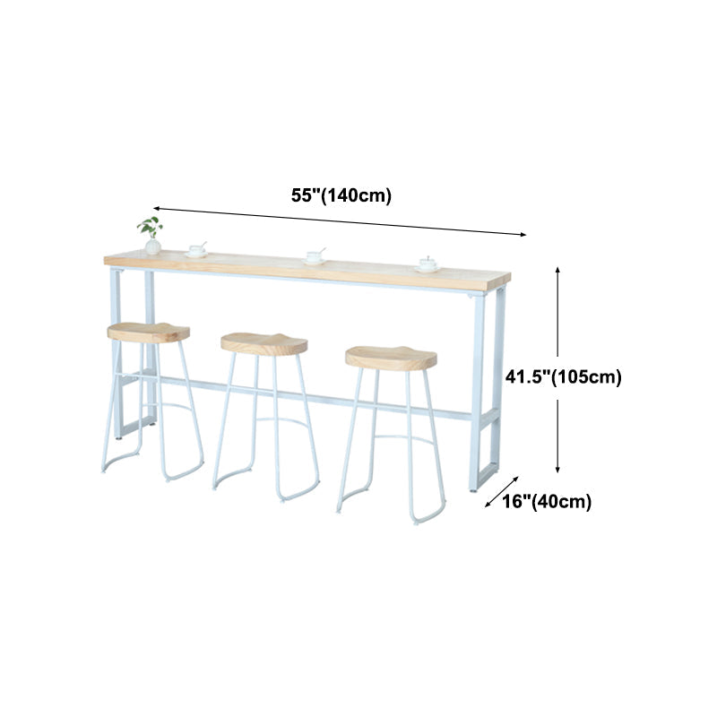 Modern Rectangle Bar Table Wood Bar Height Table with Iron Base in White, Only Table Clearhalo 'Bar Furniture' 'Bar Tables' 'bar_tables' 'furn' 'furn_bar_tables' 'Furniture' 'furniture_bar_tables' 'Kitchen & Dining Furniture' 'kitchen&dining_furn' 'kitchen' 4345432