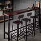 Contemporary Rectangle Bar Dining Table Wood Bar Height Table with Iron Base in Black 118.1"L x 15.7"W x 41.3"H Without Chairs Clearhalo 'Bar Furniture' 'Bar Tables' 'bar_tables' 'furn' 'furn_bar_tables' 'Furniture' 'furniture_bar_tables' 'Kitchen & Dining Furniture' 'kitchen&dining_furn' 'kitchen' 4345441