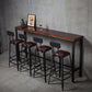 Contemporary Rectangle Bar Dining Table Wood Bar Height Table with Iron Base in Black 102.4"L x 15.7"W x 41.3"H Without Chairs Clearhalo 'Bar Furniture' 'Bar Tables' 'bar_tables' 'furn' 'furn_bar_tables' 'Furniture' 'furniture_bar_tables' 'Kitchen & Dining Furniture' 'kitchen&dining_furn' 'kitchen' 4345442
