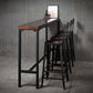 Contemporary Rectangle Bar Dining Table Wood Bar Height Table with Iron Base in Black 86.6"L x 15.7"W x 41.3"H Without Chairs Clearhalo 'Bar Furniture' 'Bar Tables' 'bar_tables' 'furn' 'furn_bar_tables' 'Furniture' 'furniture_bar_tables' 'Kitchen & Dining Furniture' 'kitchen&dining_furn' 'kitchen' 4345444