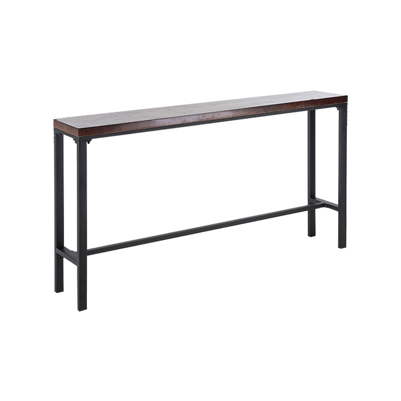 Contemporary Rectangle Bar Dining Table Wood Bar Height Table with Iron Base in Black Without Chairs Clearhalo 'Bar Furniture' 'Bar Tables' 'bar_tables' 'furn' 'furn_bar_tables' 'Furniture' 'furniture_bar_tables' 'Kitchen & Dining Furniture' 'kitchen&dining_furn' 'kitchen' 4345445