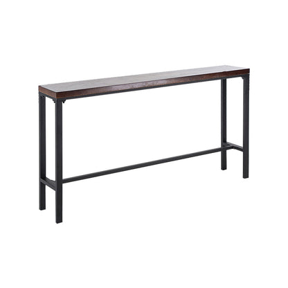 Contemporary Rectangle Bar Dining Table Wood Bar Height Table with Iron Base in Black Without Chairs Clearhalo 'Bar Furniture' 'Bar Tables' 'bar_tables' 'furn' 'furn_bar_tables' 'Furniture' 'furniture_bar_tables' 'Kitchen & Dining Furniture' 'kitchen&dining_furn' 'kitchen' 4345445
