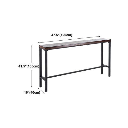 Contemporary Rectangle Bar Dining Table Wood Bar Height Table with Iron Base in Black Clearhalo 'Bar Furniture' 'Bar Tables' 'bar_tables' 'furn' 'furn_bar_tables' 'Furniture' 'furniture_bar_tables' 'Kitchen & Dining Furniture' 'kitchen&dining_furn' 'kitchen' 4345450