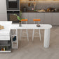 Contemporary Bar Dining Table with Shelves Indoor Bar Height Table Iron Base 70.9"L x 15.7"W x 41.3"H White Without Chairs Clearhalo 'Bar Furniture' 'Bar Tables' 'bar_tables' 'furn' 'furn_bar_tables' 'Furniture' 'furniture_bar_tables' 'Kitchen & Dining Furniture' 'kitchen&dining_furn' 'kitchen' 4345459