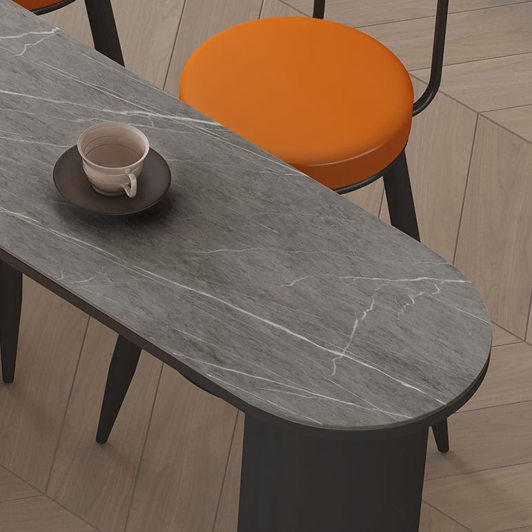 Contemporary Bar Dining Table with Shelves Indoor Bar Height Table Iron Base Clearhalo 'Bar Furniture' 'Bar Tables' 'bar_tables' 'furn' 'furn_bar_tables' 'Furniture' 'furniture_bar_tables' 'Kitchen & Dining Furniture' 'kitchen&dining_furn' 'kitchen' 4345463