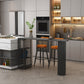 Contemporary Bar Dining Table with Shelves Indoor Bar Height Table Iron Base Clearhalo 'Bar Furniture' 'Bar Tables' 'bar_tables' 'furn' 'furn_bar_tables' 'Furniture' 'furniture_bar_tables' 'Kitchen & Dining Furniture' 'kitchen&dining_furn' 'kitchen' 4345465