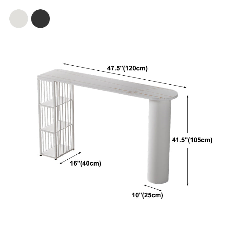 Contemporary Bar Dining Table with Shelves Indoor Bar Height Table Iron Base Clearhalo 'Bar Furniture' 'Bar Tables' 'bar_tables' 'furn' 'furn_bar_tables' 'Furniture' 'furniture_bar_tables' 'Kitchen & Dining Furniture' 'kitchen&dining_furn' 'kitchen' 4345466