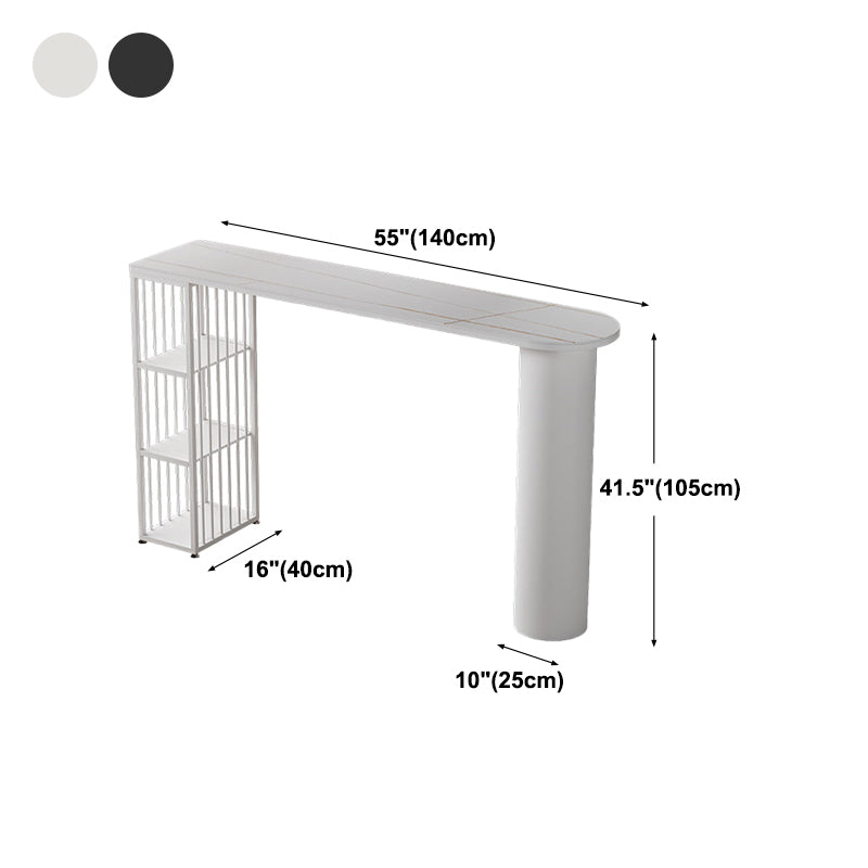 Contemporary Bar Dining Table with Shelves Indoor Bar Height Table Iron Base Clearhalo 'Bar Furniture' 'Bar Tables' 'bar_tables' 'furn' 'furn_bar_tables' 'Furniture' 'furniture_bar_tables' 'Kitchen & Dining Furniture' 'kitchen&dining_furn' 'kitchen' 4345467