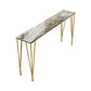 Contemporary Rectangle Bar Dining Table Indoor Bar Height Pub Table with Iron Base Gold Without Chairs Clearhalo 'Bar Furniture' 'Bar Tables' 'bar_tables' 'furn' 'furn_bar_tables' 'Furniture' 'furniture_bar_tables' 'Kitchen & Dining Furniture' 'kitchen&dining_furn' 'kitchen' 4345472