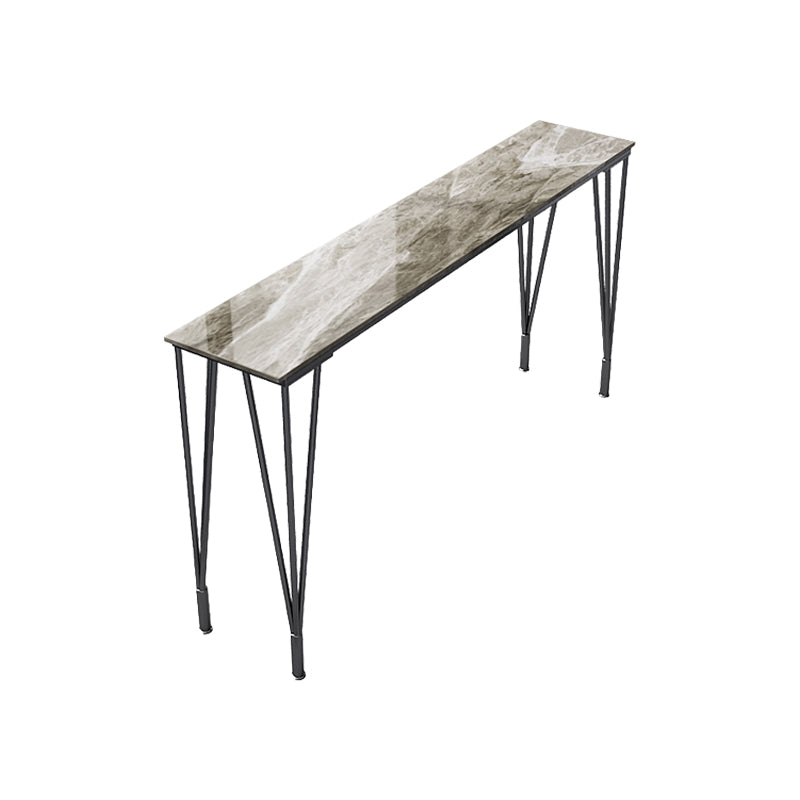Contemporary Rectangle Bar Dining Table Indoor Bar Height Pub Table with Iron Base Black Without Chairs Clearhalo 'Bar Furniture' 'Bar Tables' 'bar_tables' 'furn' 'furn_bar_tables' 'Furniture' 'furniture_bar_tables' 'Kitchen & Dining Furniture' 'kitchen&dining_furn' 'kitchen' 4345476