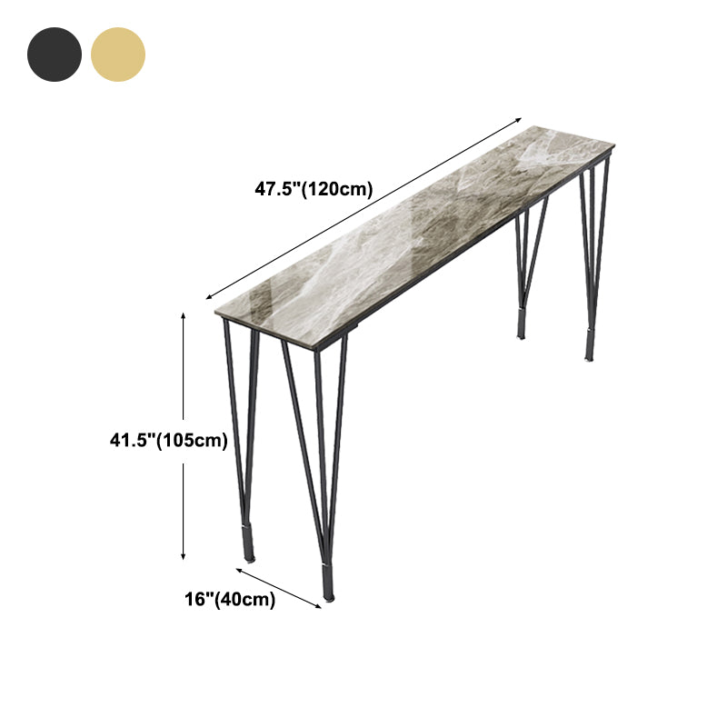 Contemporary Rectangle Bar Dining Table Indoor Bar Height Pub Table with Iron Base Clearhalo 'Bar Furniture' 'Bar Tables' 'bar_tables' 'furn' 'furn_bar_tables' 'Furniture' 'furniture_bar_tables' 'Kitchen & Dining Furniture' 'kitchen&dining_furn' 'kitchen' 4345481