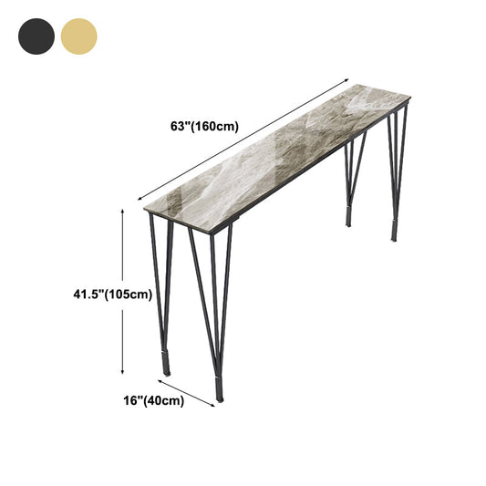 Contemporary Rectangle Bar Dining Table Indoor Bar Height Pub Table with Iron Base Clearhalo 'Bar Furniture' 'Bar Tables' 'bar_tables' 'furn' 'furn_bar_tables' 'Furniture' 'furniture_bar_tables' 'Kitchen & Dining Furniture' 'kitchen&dining_furn' 'kitchen' 4345483