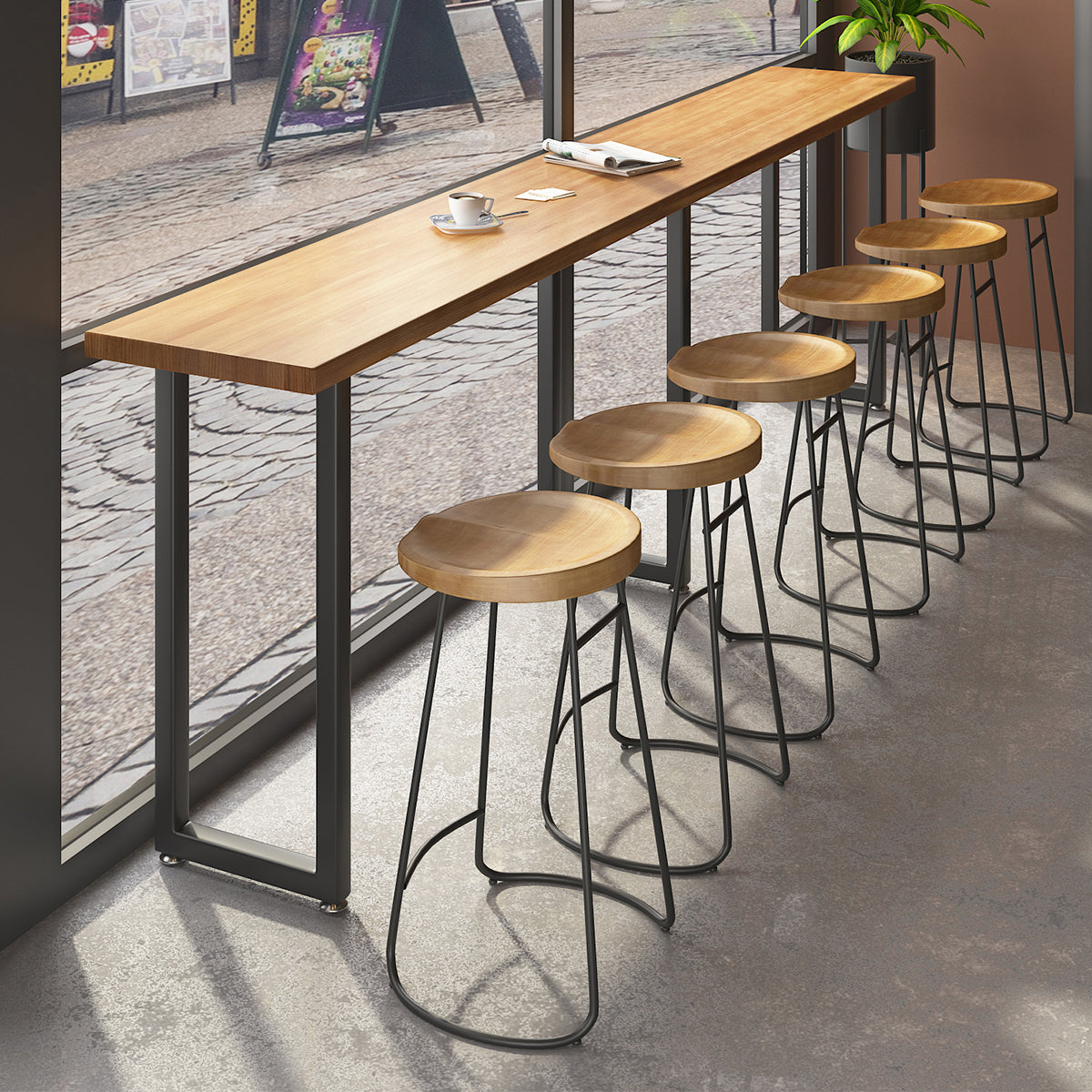 Modern Rectangle Bar Dining Table Wood Bar Height Cocktail Table 42-Inch Top Clearhalo 'Bar Furniture' 'Bar Tables' 'bar_tables' 'furn' 'furn_bar_tables' 'Furniture' 'furniture_bar_tables' 'Kitchen & Dining Furniture' 4345503
