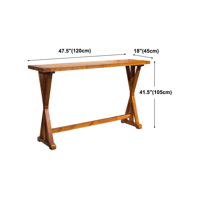 Modern Rectangle Bar Dining Table Wood Trestle Bar Height Cocktail Table 42-Inch Top Clearhalo 'Bar Furniture' 'Bar Tables' 'bar_tables' 'furn' 'furn_bar_tables' 'Furniture' 'furniture_bar_tables' 'Kitchen & Dining Furniture' 4345530