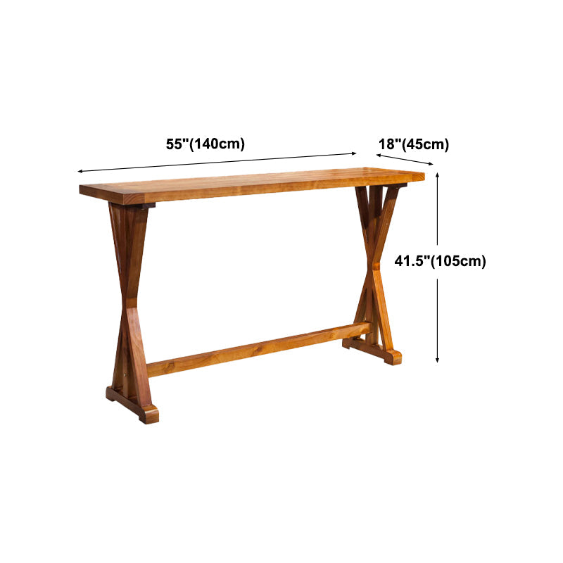 Modern Rectangle Bar Dining Table Wood Trestle Bar Height Cocktail Table 42-Inch Top Clearhalo 'Bar Furniture' 'Bar Tables' 'bar_tables' 'furn' 'furn_bar_tables' 'Furniture' 'furniture_bar_tables' 'Kitchen & Dining Furniture' 4345531