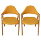 Modern Dining Arm Chairs Upholstered Armchair with Wood Legs (Set of 2) Yellow Clearhalo ' kitchen&dining_furn' 'Dining Chairs' 'Dining Tables & Seating' 'dining_chair' 'furn' 'furn_dining_chair' 'Furniture' 'furniture_dining_chair' 'Kitchen & Dining Furniture' 'kitchen' 4345539