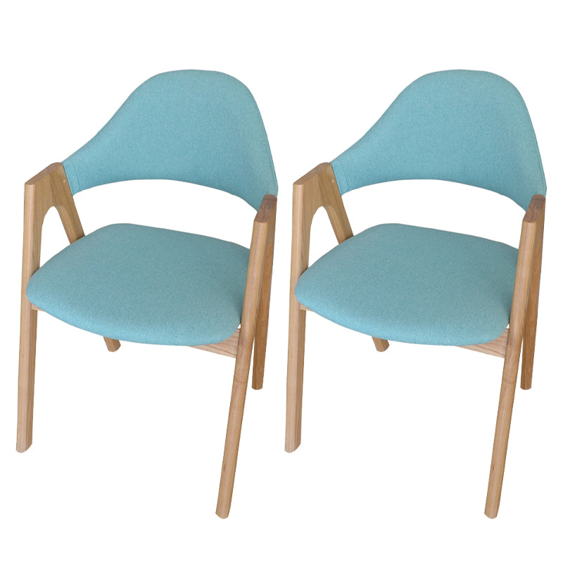 Modern Dining Arm Chairs Upholstered Armchair with Wood Legs (Set of 2) Sky Blue Clearhalo ' kitchen&dining_furn' 'Dining Chairs' 'Dining Tables & Seating' 'dining_chair' 'furn' 'furn_dining_chair' 'Furniture' 'furniture_dining_chair' 'Kitchen & Dining Furniture' 'kitchen' 4345541