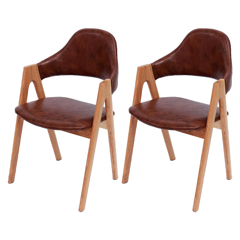 Modern Dining Arm Chairs Upholstered Armchair with Wood Legs (Set of 2) Coffee Clearhalo ' kitchen&dining_furn' 'Dining Chairs' 'Dining Tables & Seating' 'dining_chair' 'furn' 'furn_dining_chair' 'Furniture' 'furniture_dining_chair' 'Kitchen & Dining Furniture' 'kitchen' 4345546