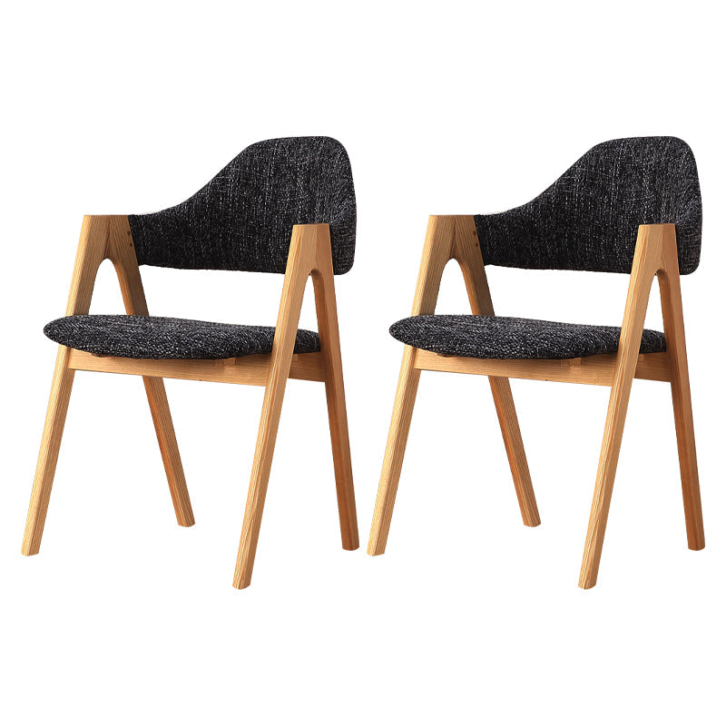 Modern Dining Arm Chairs Upholstered Armchair with Wood Legs (Set of 2) Black-Gray Clearhalo ' kitchen&dining_furn' 'Dining Chairs' 'Dining Tables & Seating' 'dining_chair' 'furn' 'furn_dining_chair' 'Furniture' 'furniture_dining_chair' 'Kitchen & Dining Furniture' 'kitchen' 4345552