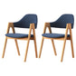 Modern Dining Arm Chairs Upholstered Armchair with Wood Legs (Set of 2) Dark Blue Clearhalo ' kitchen&dining_furn' 'Dining Chairs' 'Dining Tables & Seating' 'dining_chair' 'furn' 'furn_dining_chair' 'Furniture' 'furniture_dining_chair' 'Kitchen & Dining Furniture' 'kitchen' 4345554