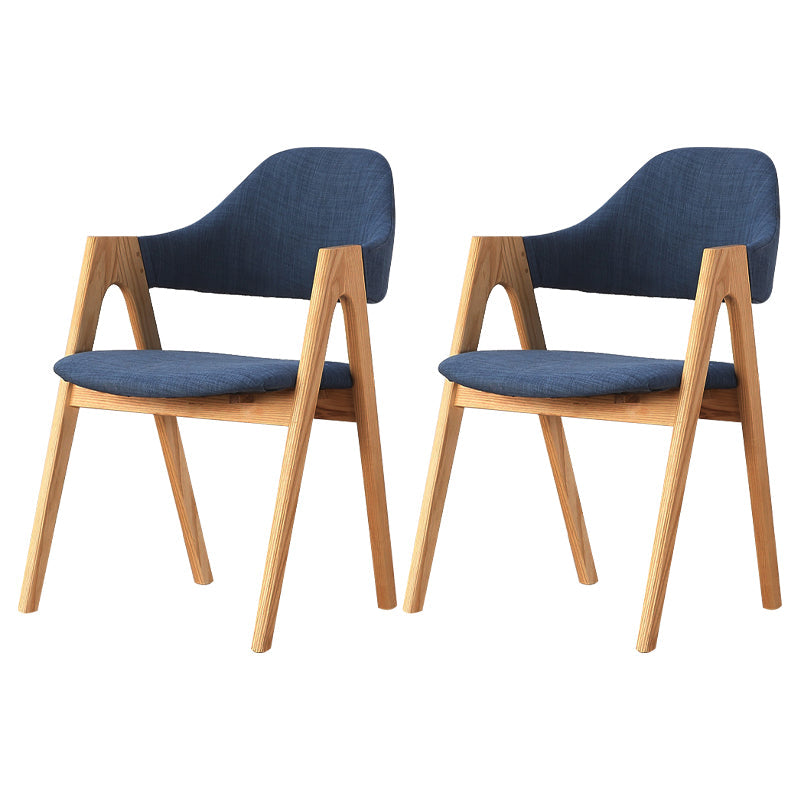 Modern Dining Arm Chairs Upholstered Armchair with Wood Legs (Set of 2) Dark Blue Clearhalo ' kitchen&dining_furn' 'Dining Chairs' 'Dining Tables & Seating' 'dining_chair' 'furn' 'furn_dining_chair' 'Furniture' 'furniture_dining_chair' 'Kitchen & Dining Furniture' 'kitchen' 4345554