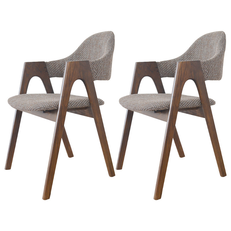 Modern Dining Arm Chairs Upholstered Armchair with Wood Legs (Set of 2) Dark Coffee Clearhalo ' kitchen&dining_furn' 'Dining Chairs' 'Dining Tables & Seating' 'dining_chair' 'furn' 'furn_dining_chair' 'Furniture' 'furniture_dining_chair' 'Kitchen & Dining Furniture' 'kitchen' 4345557