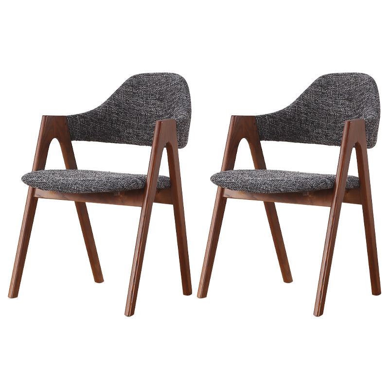 Modern Dining Arm Chairs Upholstered Armchair with Wood Legs (Set of 2) Black Gray-White Clearhalo ' kitchen&dining_furn' 'Dining Chairs' 'Dining Tables & Seating' 'dining_chair' 'furn' 'furn_dining_chair' 'Furniture' 'furniture_dining_chair' 'Kitchen & Dining Furniture' 'kitchen' 4345559