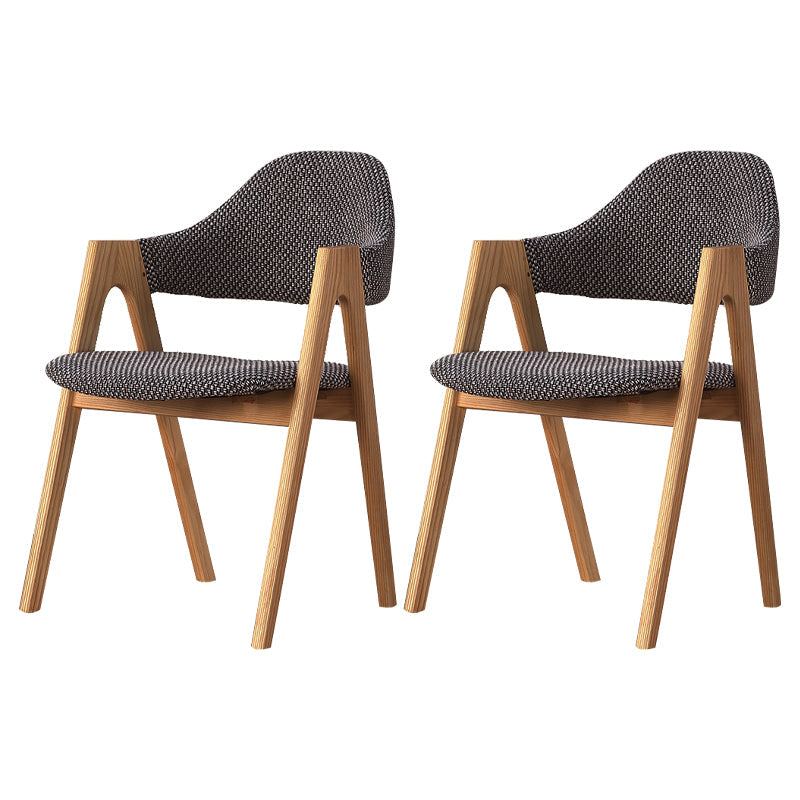 Modern Dining Arm Chairs Upholstered Armchair with Wood Legs (Set of 2) White-Black Clearhalo ' kitchen&dining_furn' 'Dining Chairs' 'Dining Tables & Seating' 'dining_chair' 'furn' 'furn_dining_chair' 'Furniture' 'furniture_dining_chair' 'Kitchen & Dining Furniture' 'kitchen' 4345561