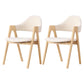 Modern Dining Arm Chairs Upholstered Armchair with Wood Legs (Set of 2) Off-White Clearhalo ' kitchen&dining_furn' 'Dining Chairs' 'Dining Tables & Seating' 'dining_chair' 'furn' 'furn_dining_chair' 'Furniture' 'furniture_dining_chair' 'Kitchen & Dining Furniture' 'kitchen' 4345562
