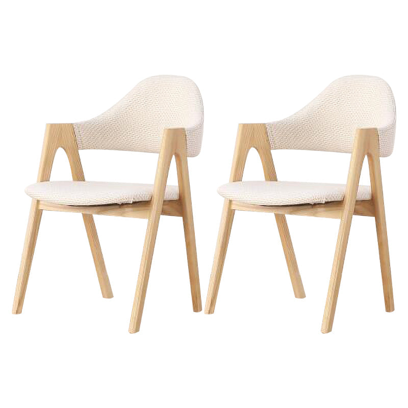 Modern Dining Arm Chairs Upholstered Armchair with Wood Legs (Set of 2) Off-White Clearhalo ' kitchen&dining_furn' 'Dining Chairs' 'Dining Tables & Seating' 'dining_chair' 'furn' 'furn_dining_chair' 'Furniture' 'furniture_dining_chair' 'Kitchen & Dining Furniture' 'kitchen' 4345562
