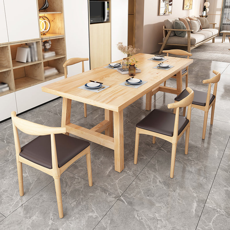 Modern 1/2/4/6 Pieces Dining Set Solid Wood Dining Furniture Set /Separate Items 6 Pieces: Table, 5 Black Chairs Clearhalo 'Dining Room Sets' 'Dining Tables & Seating' 'dining_room_set' 'furn' 'furn_dining_room_set' 'Furniture' 'furniture_dining_room_set' 'Kitchen & Dining Furniture' 'kitchen&dining_furn' 'kitchen' 4346336