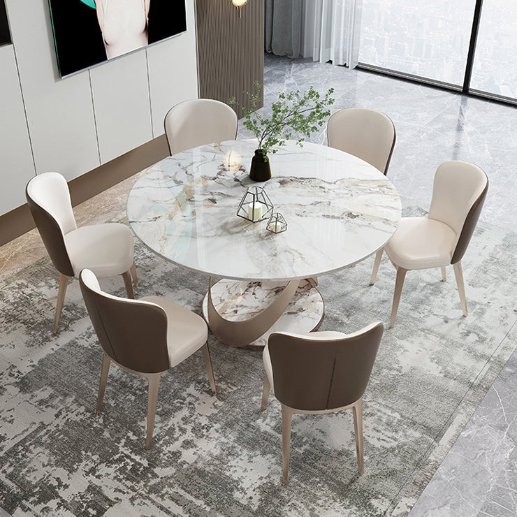 Modern Stone Dining Room Set 1/4/5/7 Pieces Dining Furniture Set /Separate Items 7 Pieces: White Table, 6 Chairs Clearhalo 'Dining Room Sets' 'Dining Tables & Seating' 'dining_room_set' 'furn' 'furn_dining_room_set' 'Furniture' 'furniture_dining_room_set' 'Kitchen & Dining Furniture' 'kitchen&dining_furn' 'kitchen' 4346497