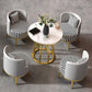 Glam 1/2/5 Pieces Metal Dining Set Dining Furniture Set /Separate Items 5 Pieces: Table, 4 Grey Chairs Clearhalo 'Dining Room Sets' 'Dining Tables & Seating' 'dining_room_set' 'furn' 'furn_dining_room_set' 'Furniture' 'furniture_dining_room_set' 'Kitchen & Dining Furniture' 'kitchen&dining_furn' 'kitchen' 4346567