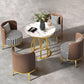 Glam 1/2/5 Pieces Metal Dining Set Dining Furniture Set /Separate Items 5 Pieces: Table, 4 Brown Chairs Clearhalo 'Dining Room Sets' 'Dining Tables & Seating' 'dining_room_set' 'furn' 'furn_dining_room_set' 'Furniture' 'furniture_dining_room_set' 'Kitchen & Dining Furniture' 'kitchen&dining_furn' 'kitchen' 4346568
