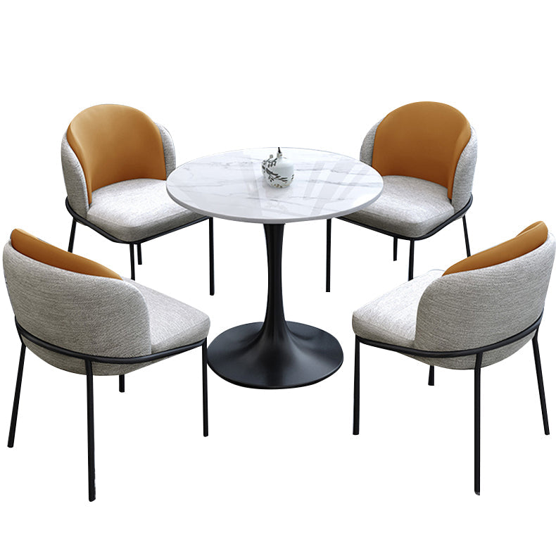 Modern 1/3/4/5 Pieces Metal Dining Set Dining Furniture Set /Separate Items 5 Pieces: Table, 4 Orange Chairs Clearhalo 'Dining Room Sets' 'Dining Tables & Seating' 'dining_room_set' 'furn' 'furn_dining_room_set' 'Furniture' 'furniture_dining_room_set' 'Kitchen & Dining Furniture' 'kitchen&dining_furn' 'kitchen' 4346590