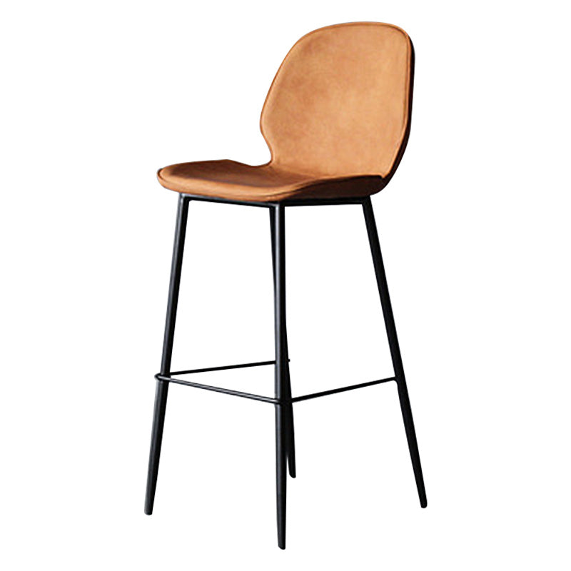 Contemporary Faux Fur Bar Stool Footrest Indoor Iron Legs Counter & Bar Stool Orange 1 Piece Clearhalo 'Bar Furniture' 'Bar Stools' 'bar_stools' 'furn' 'furn_bar_stools' 'furniture_bar_stools' 'Kitchen & Dining Furniture' 'kitchen&dining_furn' 'kitchen' 'kitchen_furn' Furniture' 4346661